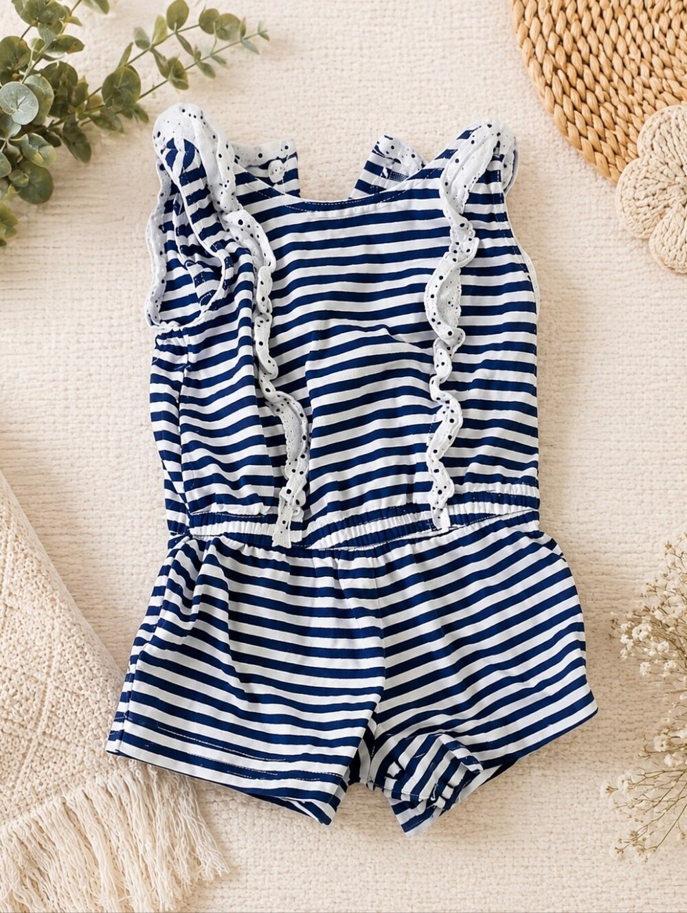 size 3M cute blue white striped onesie